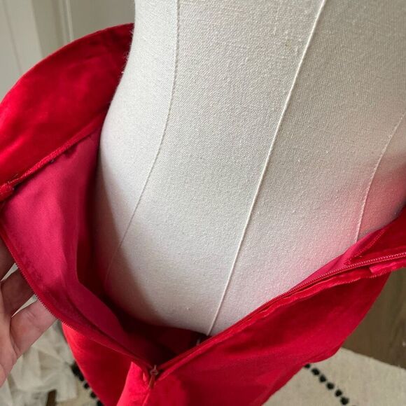 Vintage Henri Bendel Bulli e Pupe Red Velvet Midi Pencil Skirt XS - Picture 5 of 10